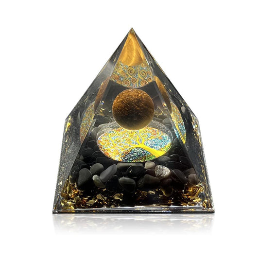 Tiger Eye Ball Tree of Life Orgone Pyramid