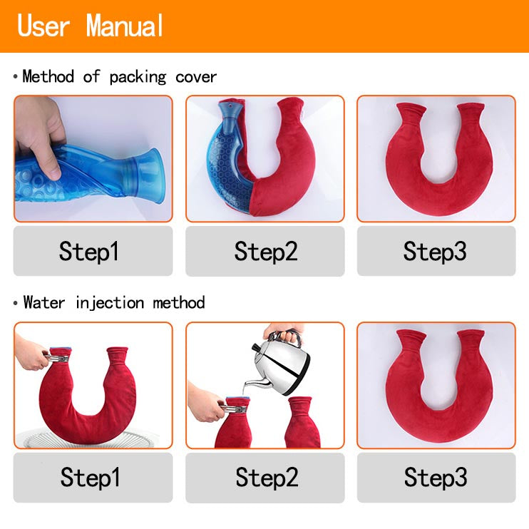 U-shaped Neck Hot Water Bottle with Plush Cover