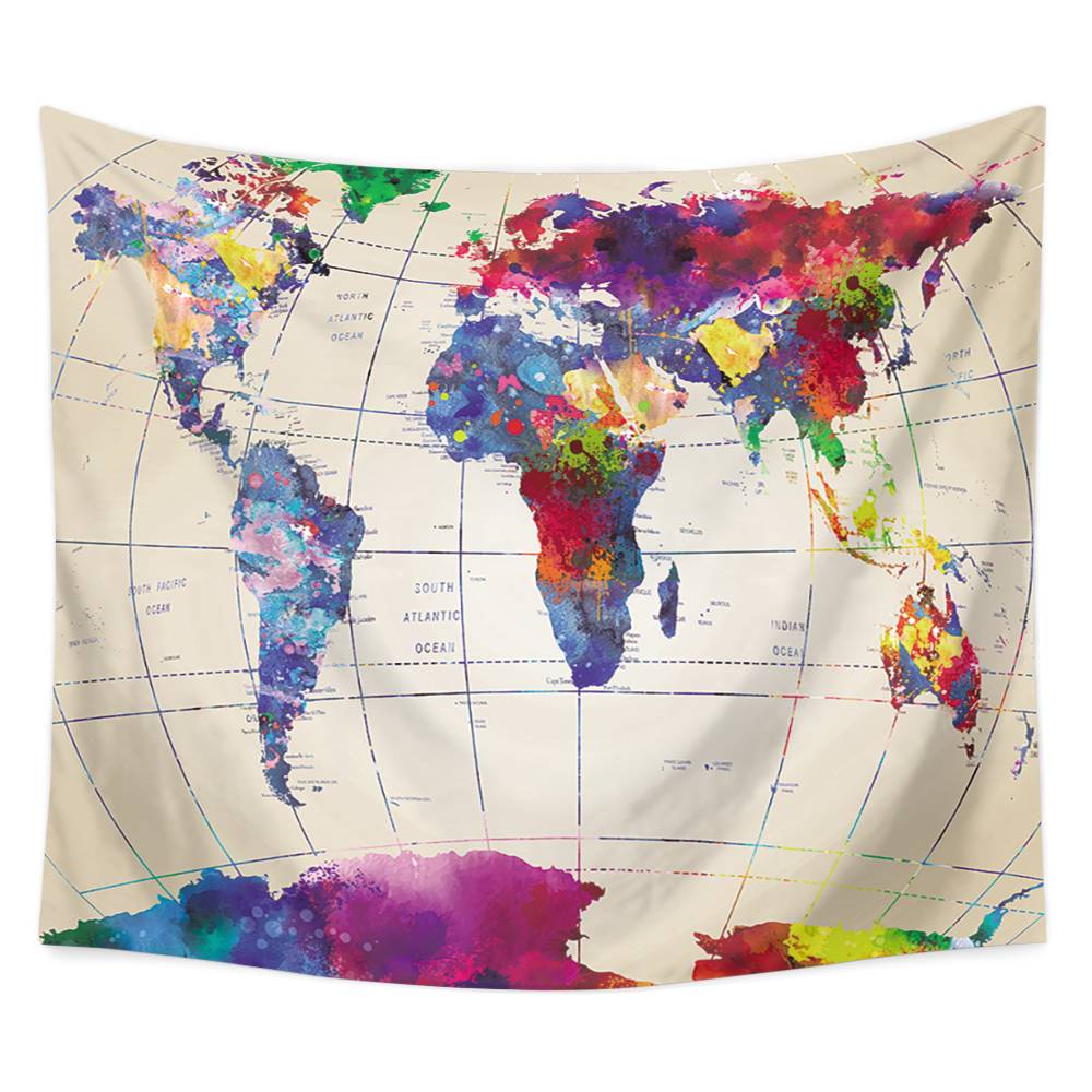 Watercolor Global Tapestry Map