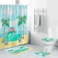 Watercolor Palm Trees Green Travel Car Shower Curtain, Summer Vacation Bathroom Decor