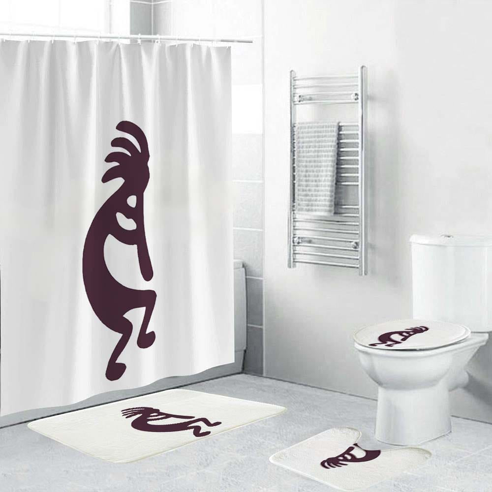 White Simple Humpbacked Flute Player Kokopelli Shower Curtain | Humpbacked Flute Player Shower Curtain