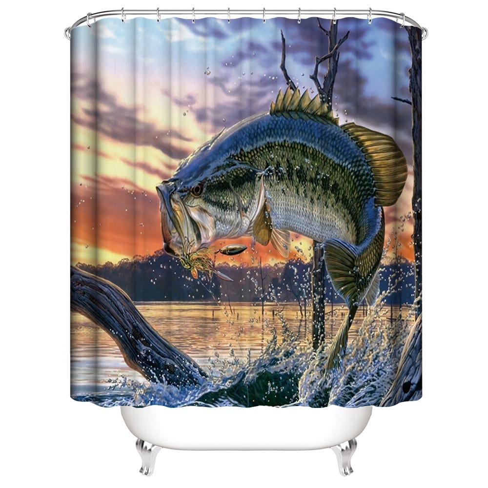 Bass Fishing Shower Curtain | Bass Fish Shower Curtain