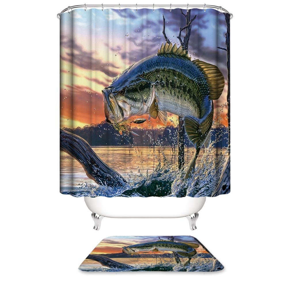 Bass Fishing Shower Curtain | Bass Fish Shower Curtain