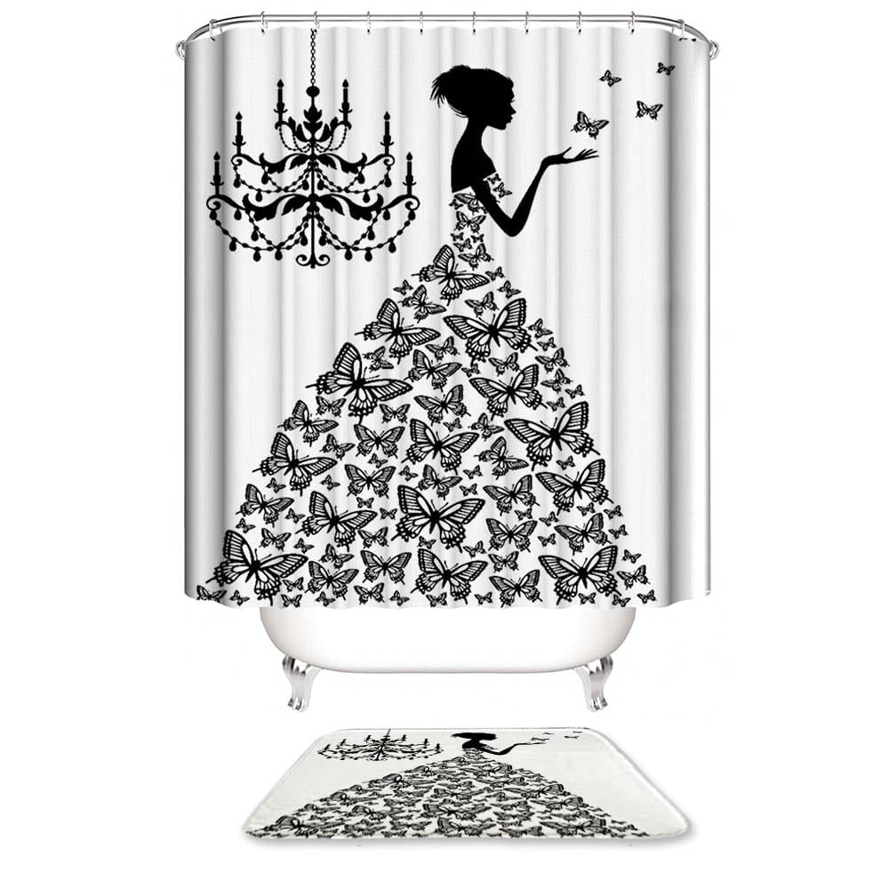 Butterfly Dress Elegant Girly Silhouette Shower Curtain