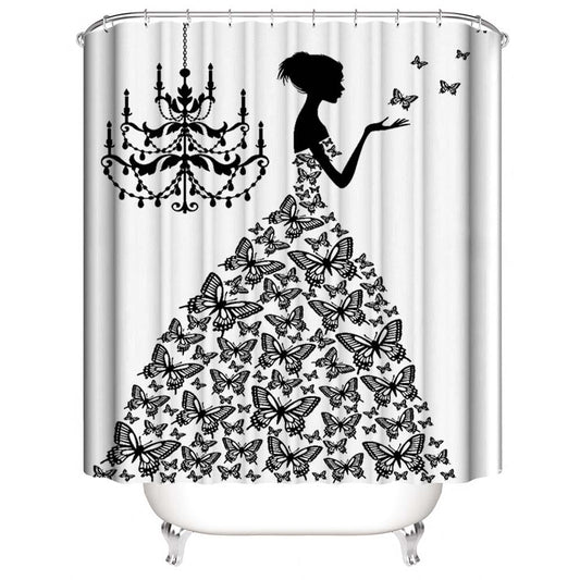 Butterfly Dress Elegant Girly Silhouette Shower Curtain