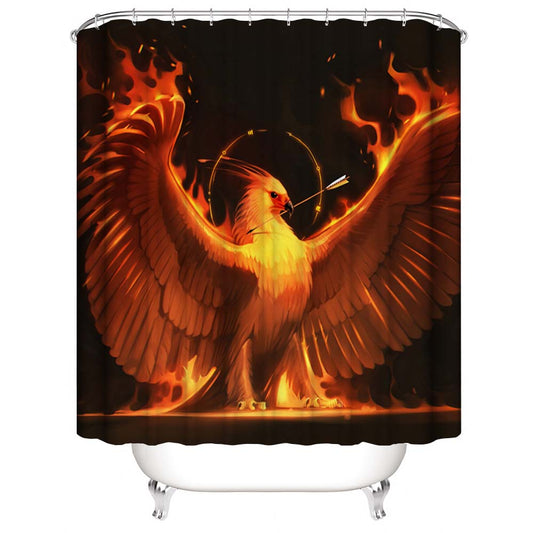 Fire Burning Phoenix Shower Curtain, Waterproof, Magical Bathroom Decor