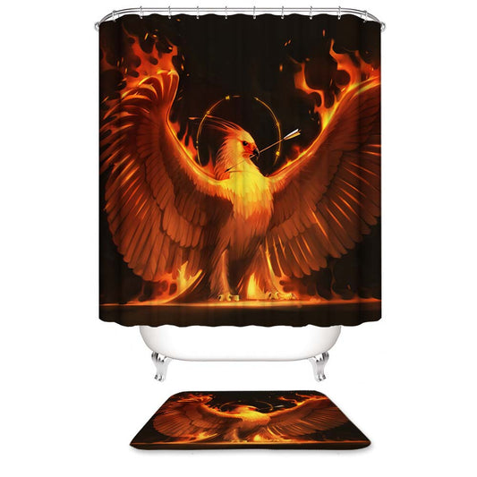 Fire Burning Phoenix Shower Curtain, Waterproof, Magical Bathroom Decor