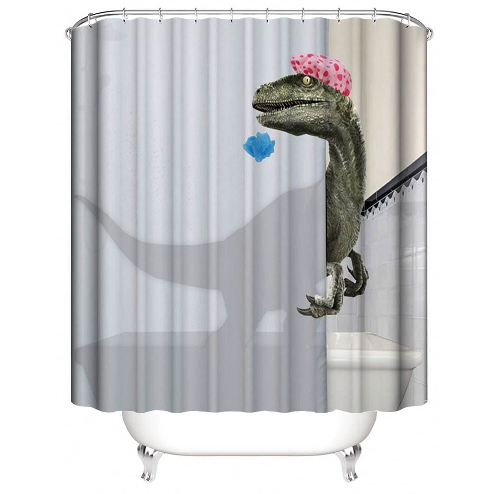 Funny Shower Cap Dinosaur Velociraptor Shower Curtain