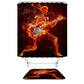 Rocker Flame Skeleton Guitar Shower Curtain | Fire Skeleton Rocker Guitar Shower Curtain