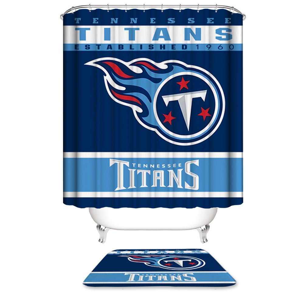 Tennessee Blue Ball of Fire Football Sport Team Flag Titans Shower Curtain