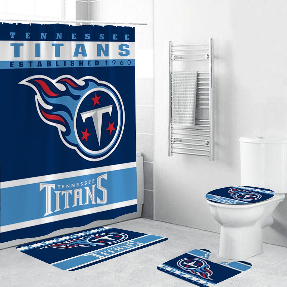 Tennessee Blue Ball of Fire Football Sport Team Flag Titans Shower Curtain