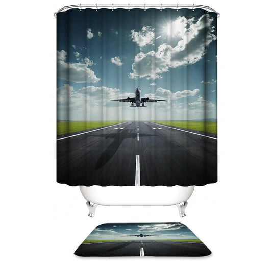 The Plane Took Off from The Runway Airplane Shower Curtain | Plane Shower Curtain