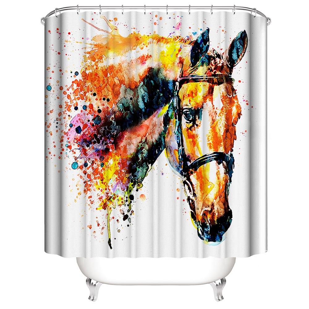 Watercolor Horse Fabric Shower Curtain