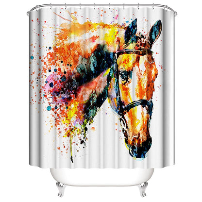 Watercolor Horse Fabric Shower Curtain