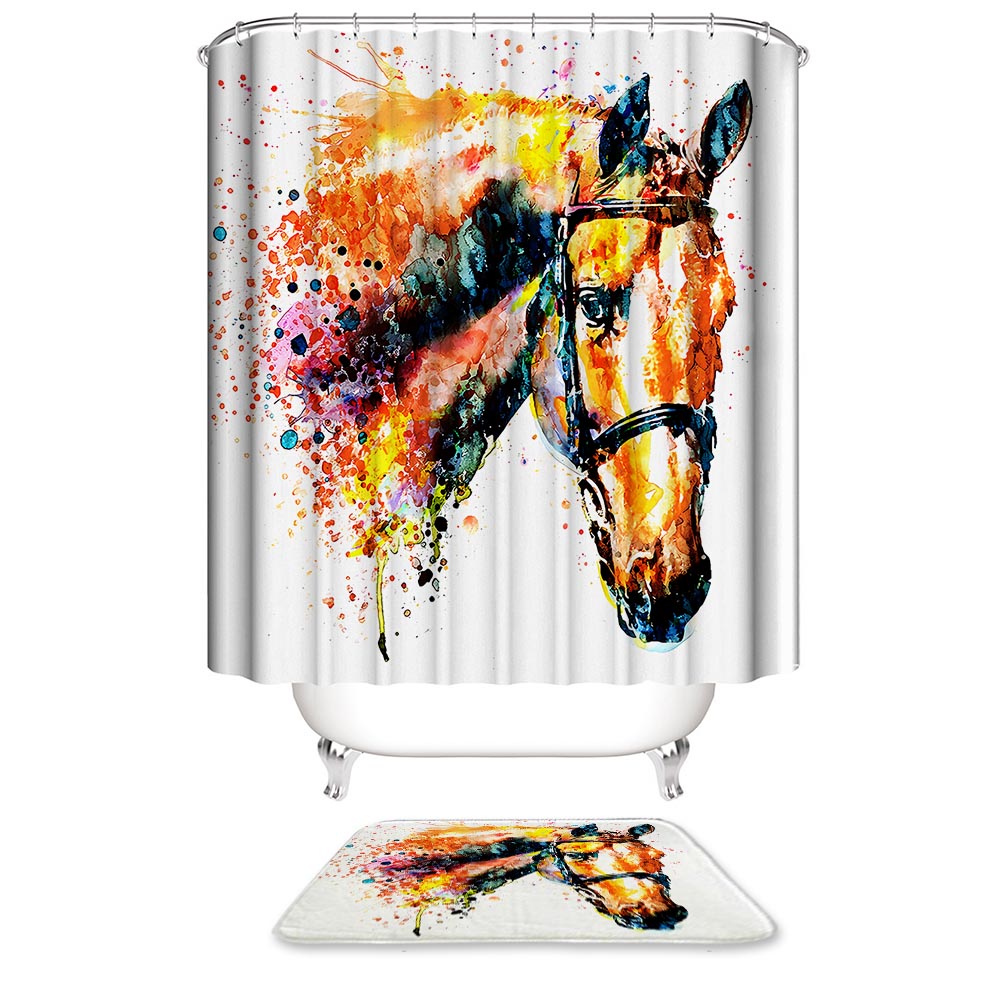 Watercolor Horse Fabric Shower Curtain
