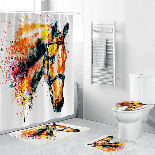 Watercolor Horse Fabric Shower Curtain