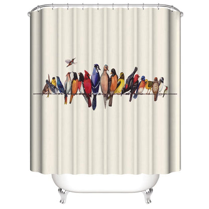 Whispering on Wires Various Birds Shower Curtain