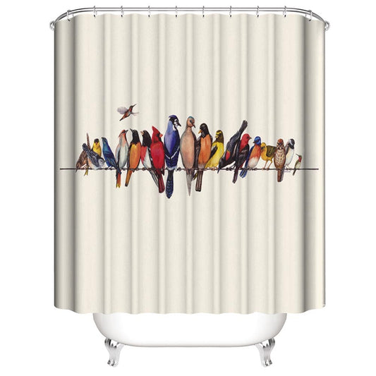 Whispering on Wires Various Birds Shower Curtain