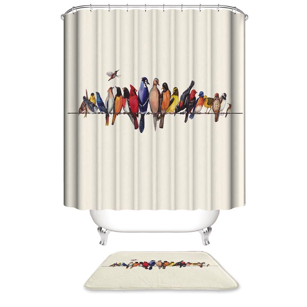 Whispering on Wires Various Birds Shower Curtain