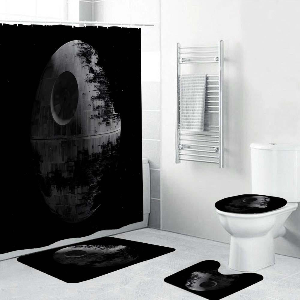 Dark Star Wars Space Death Star Shower Curtain, Dark Space Bathroom Decor