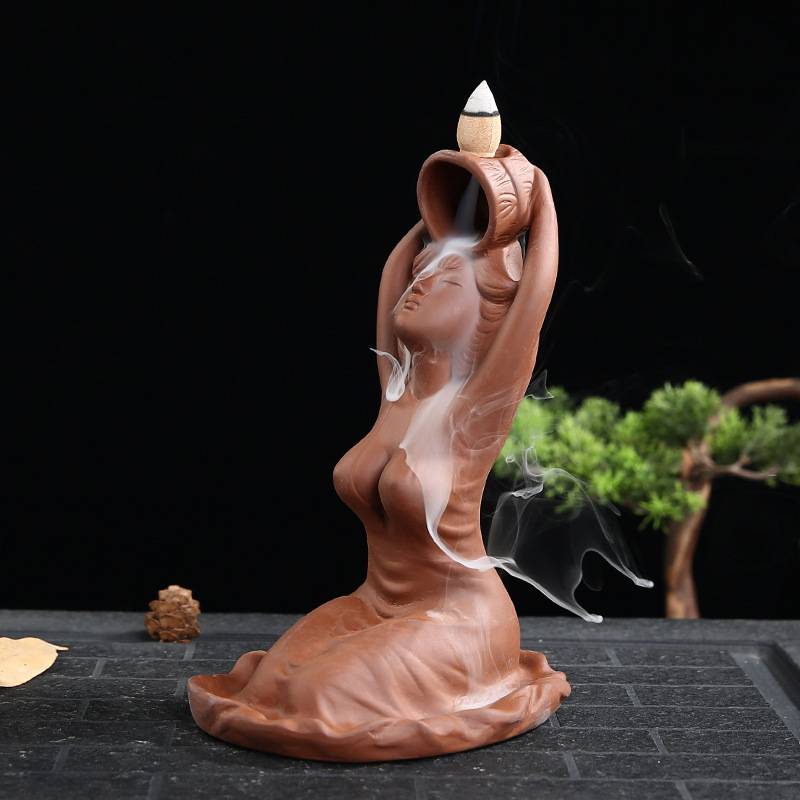 Kneeling Beauty Shower Backflow Incense Burner