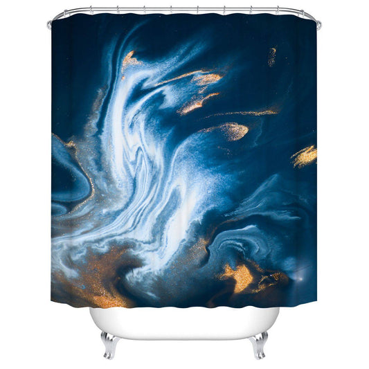 Golden Drifting Sand Blue Marble Shower Curtain