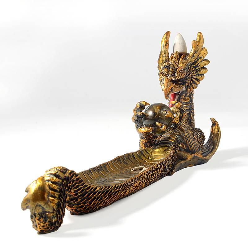 Dragon Boat Shaped Backflow Incense Burner with Incense Stick Hole