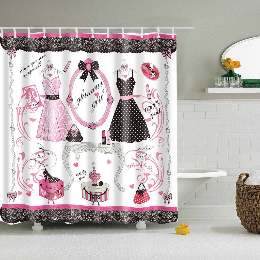 Girlish Dressing Fashion Clothes Pink Glamour Shower Curtain