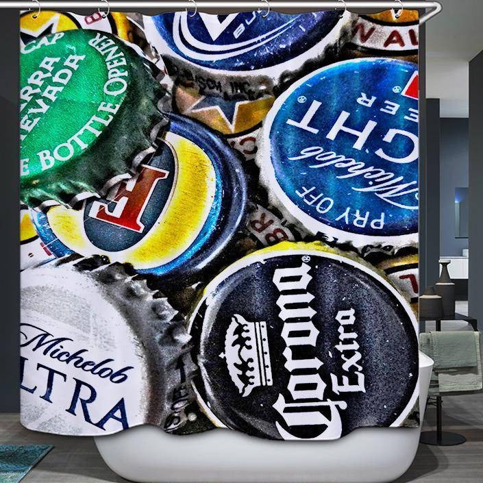 Beer Lover Various Bottle Cap Shower Curtain