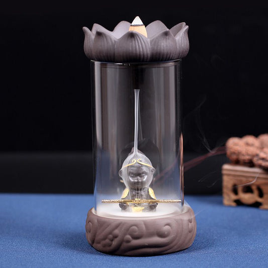 Meditating Monkey Waterfall Incense Burner