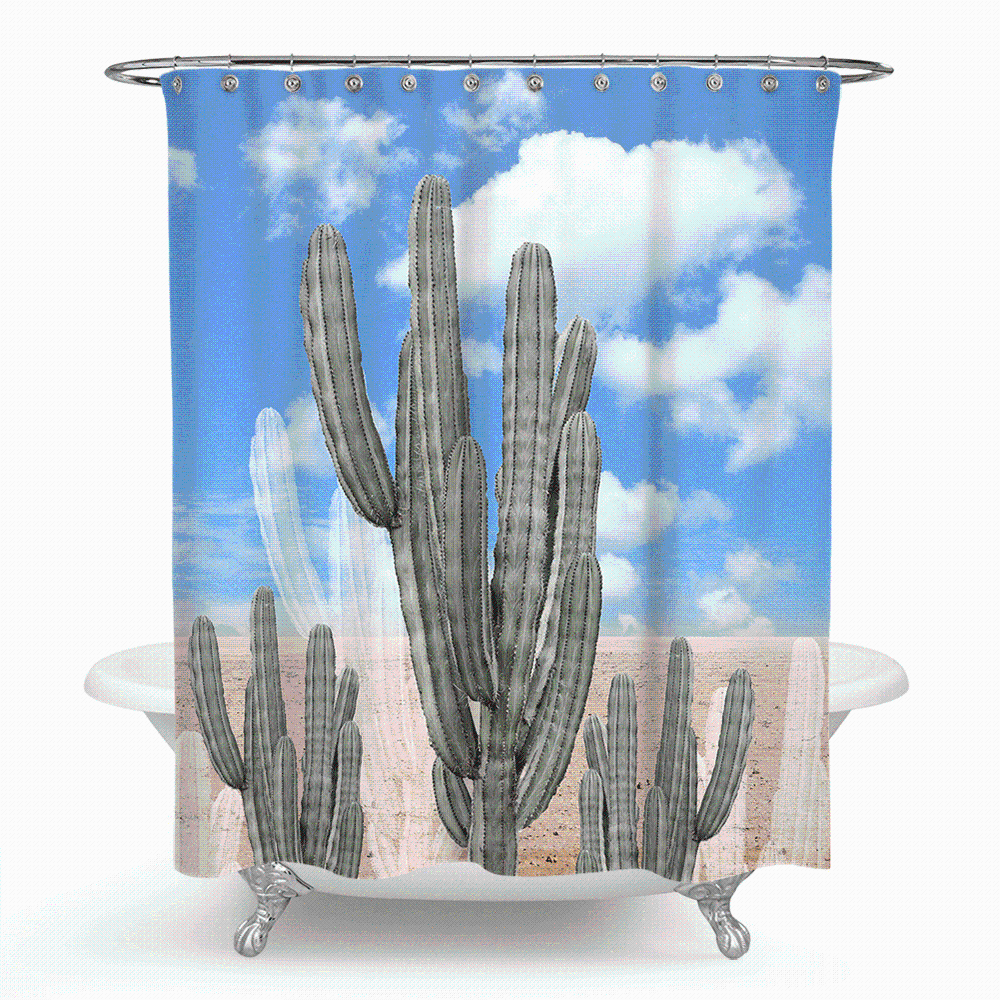 Blue Sky Desert Cactus Shower Curtain