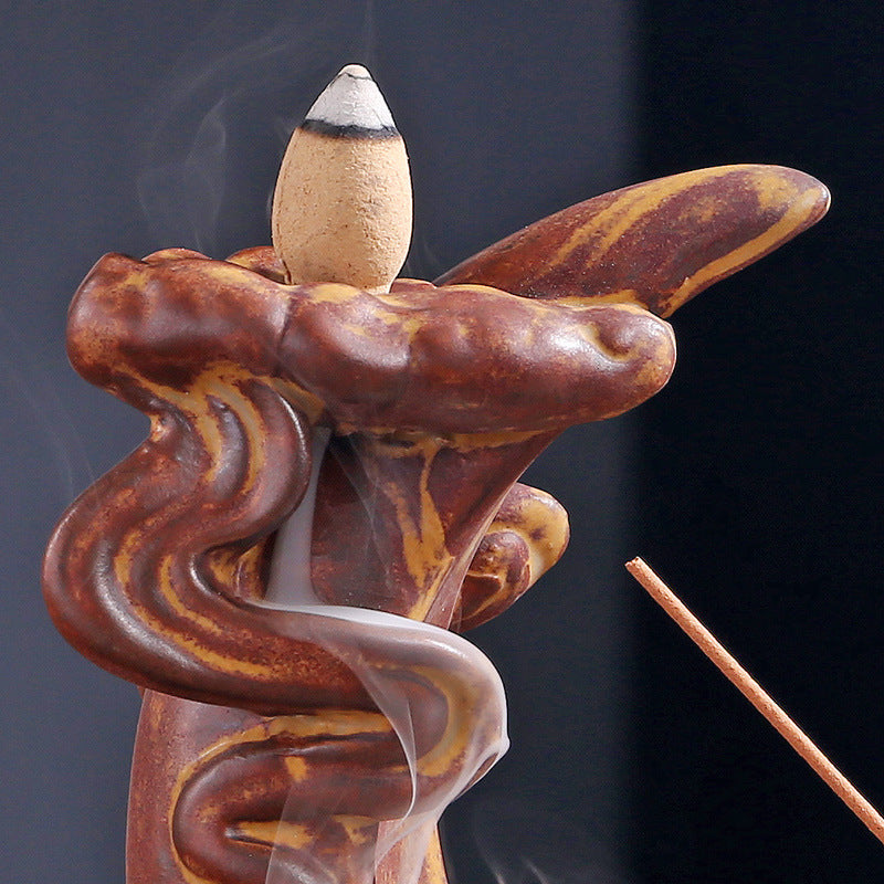 Moire Moon Backflow Incense Burner with Incense Stick Hole