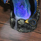 Blue Double Head Dragon Crystal Cave Backflow Incense Burner with LED Lights