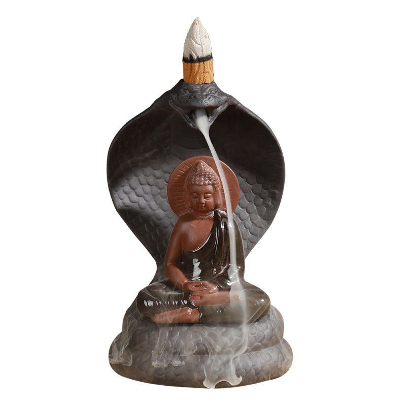 Cobra Buddha Snake Idol Backflow Incense Burner