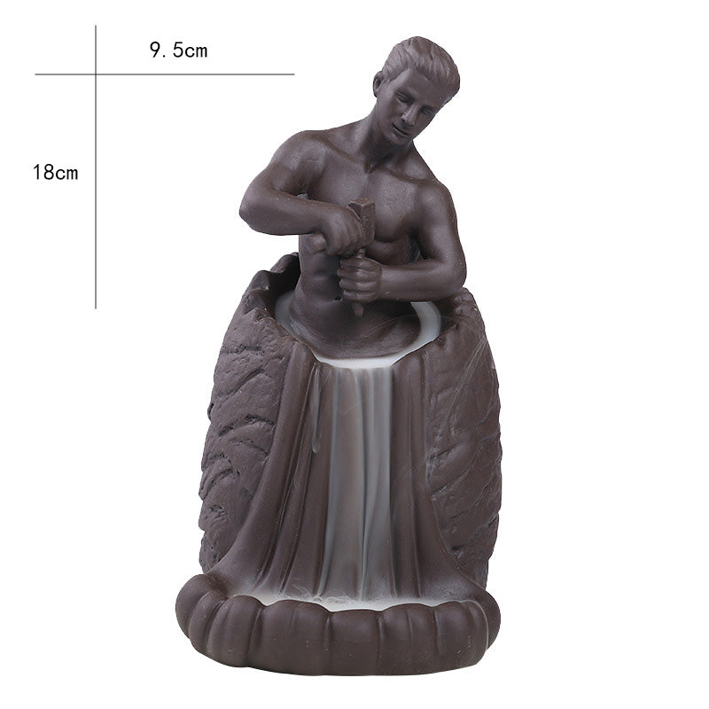 Self Made Man Statue Incense Burner Reverse Smoke Zen Burner