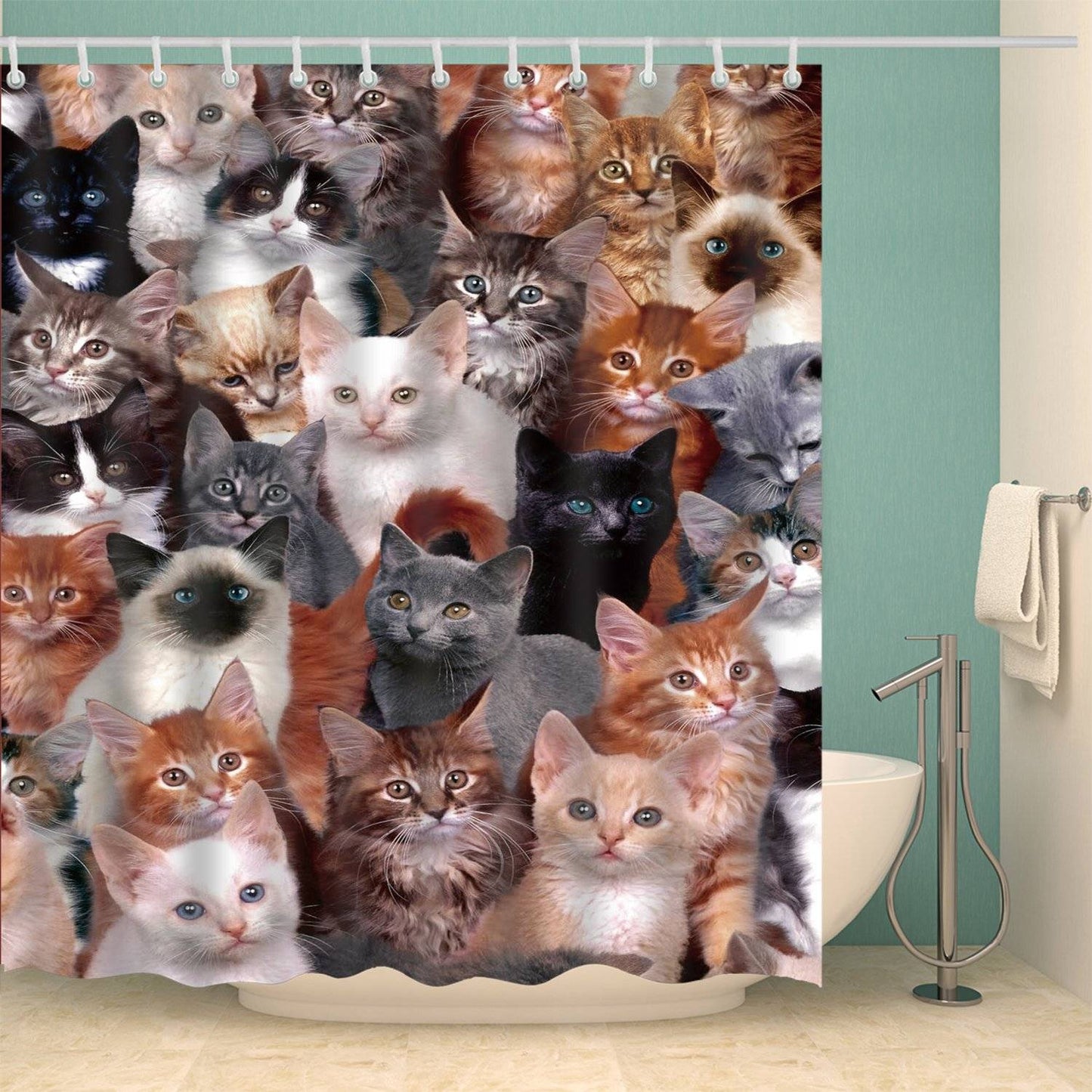 Clowder Kittens Dense Cats Shower Curtain