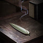 Bamboo Leaf Incense Stick Holder Cearmic Single Hole Incense Stick Ash Catcher