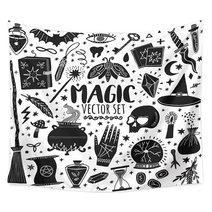 Potions Props Magic Vector Set Witchcraft Tapestry for Bedroom Living Room | Witch Wall Tapestry