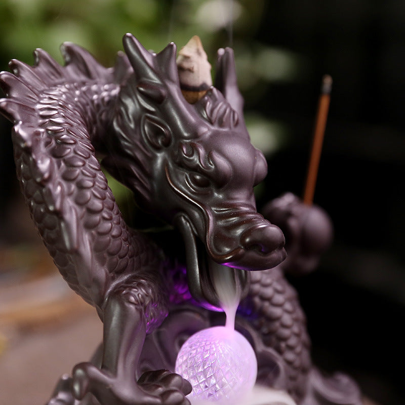 Oriental Dragon Backflow Burner Exhaling Smoke Waterfall