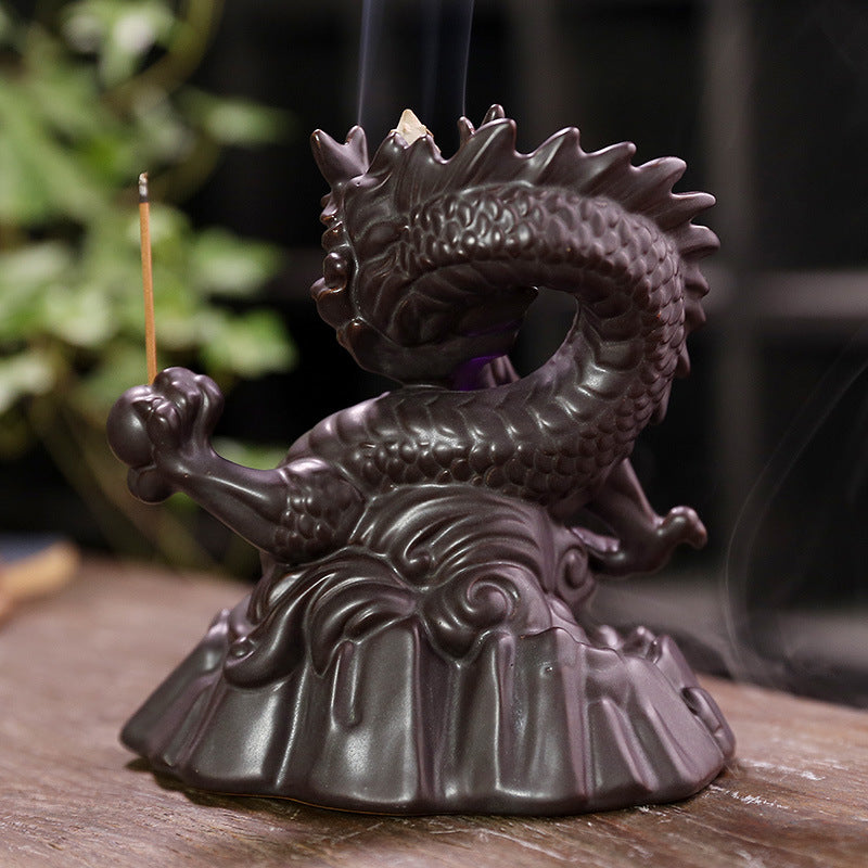 Coiling Dragon Backflow Incense Burner, Ceramic Chinese Dragon Water  Absorption Zen Burner Meditation Accessories – warmthone