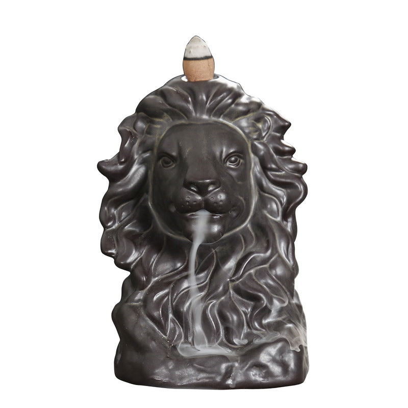 Smoke Backflow Lion Head Incense Burner