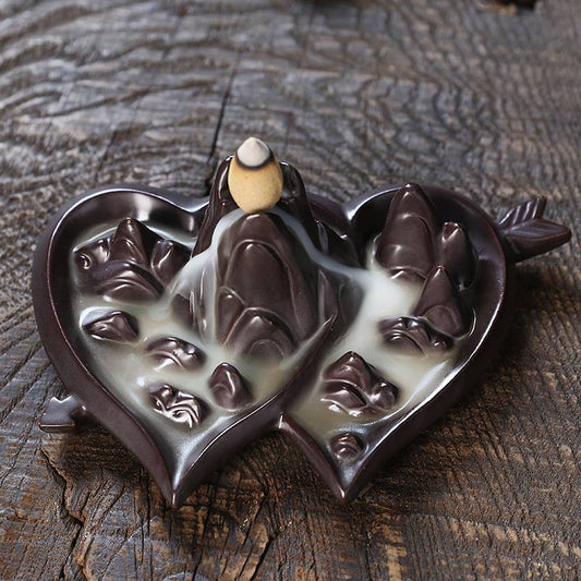 Love Two Hearts Arrow Backflow Incense Burner