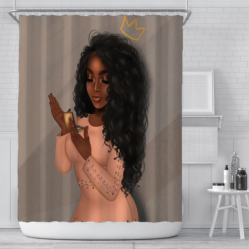 Afro Lady Shower Curtain | African Lady Bathroom Curtain