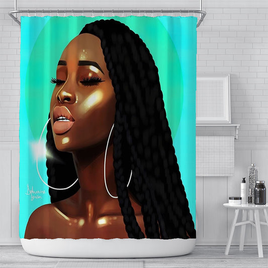 African Goddess Black Afro Shower Curtain | African Goddess Bathroom Curtain