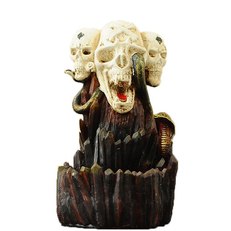 The Cobra Wound Around Skulls Backflow Incense Cone Burner