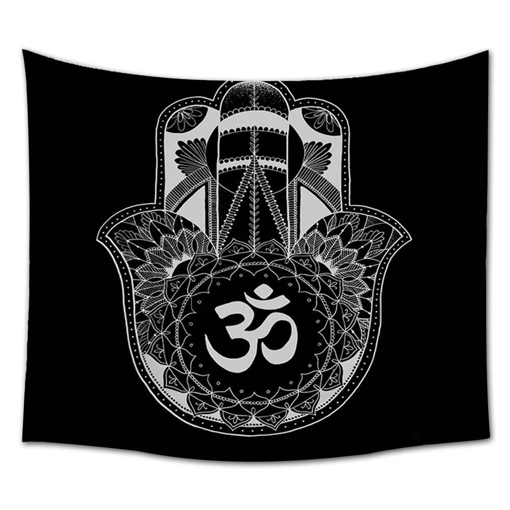 Black Backdrop Om Hamsa Hand Tapestry for Bedroom Living Room | Hamsa  Tapestry Wall Hanging