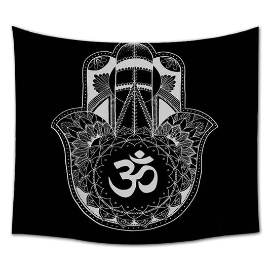 Black Backdrop Om Hamsa Hand Tapestry for Bedroom Living Room | Hamsa  Tapestry Wall Hanging