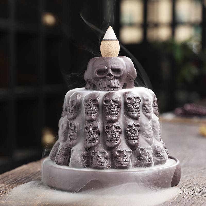 Halloween Skull Mountain Backflow Incense Burner