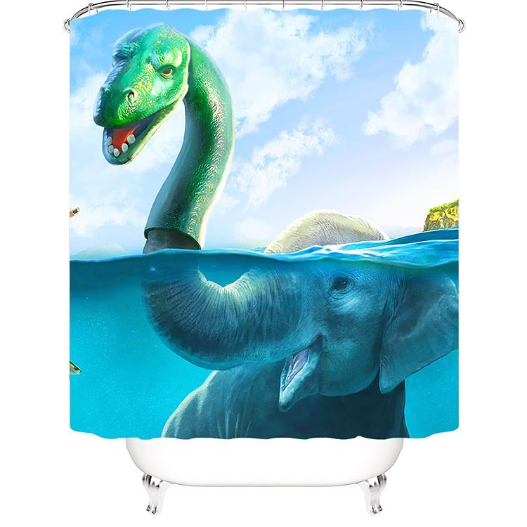 Funny Elephant Shower Curtain | Loch Ness Monster Bathroom Curtain