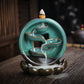 Ceramic Gradient Green Waterfall Smoke Incense Burner with Lotus Base